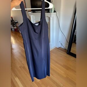 Navy blue Aritzia midi dress with slit